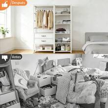 WUWAWDOGA Modern Open Modular Wardrobe For Bedroom With 2 Drawers, Multiple Built-In Shelves And Hanging Rails. White. - White - View 8