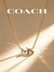 Coach F33375-GLD Horse Carriage Double Chain Necklace Gold Plated - Gold - View 1