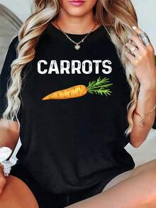 100% Cotton I Love Carrots Funny Carrot Costume For Vegetable Lover Tee T-Shirt Women's Men's Black Short Sleeve T-Shirt Classic Fit Funny Tee - Negro - Ver 2