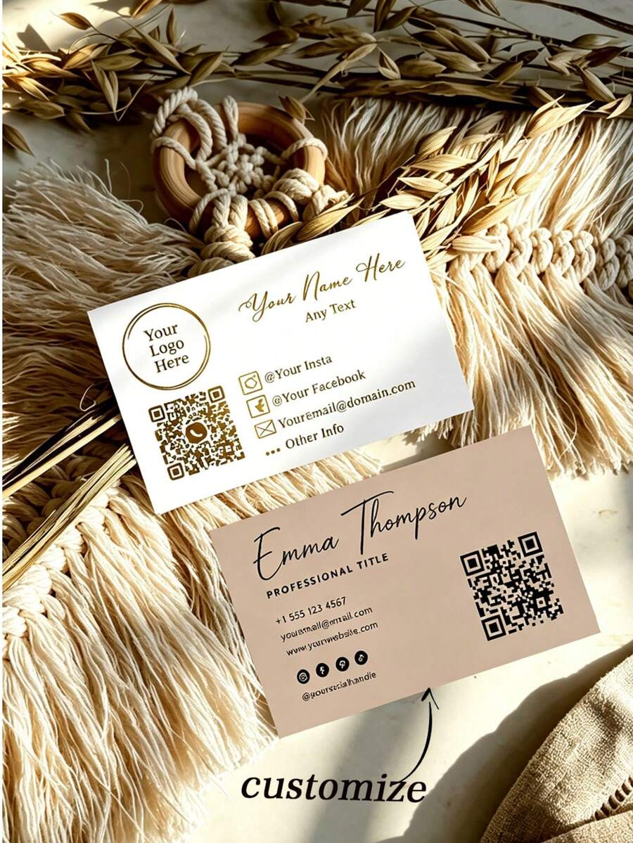 20/50/100pcs Customized Cards, Customized Greeting Cards, Customized QR Codes, Customized Payment, Customized Coupons, Customized Event Cards, Customized Counter Cards, Birthday, Party, Holiday, Wedding, Confession, Table Signs - QR Code Business Card - View 1