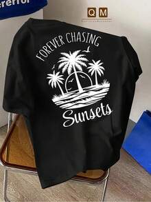 Camiseta de hombre moderna FOREVER CHASING con estampado Sunaeta de doble cara, cómoda, suave y de corte regular. - Negro - Ver 3