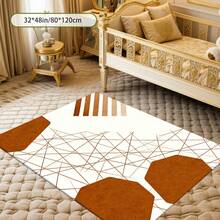 Cashmere-Like Beige Base Irregular Brown Line Fragment Geometry Pattern Printed Outdoor Rugs,Exquisite Cozy Carpets In Diverse Styles. Suitable For Home, Outdoor, Malls & Cafes, Machine Washable, Various Sizes Available. - A - View 9