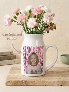 Custom Photo Premium Vintage Portrait - Personalized Ceramic Vase - White - View 1