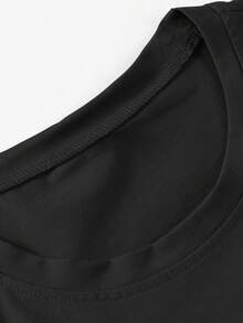 - Oversize-Kurzarmshirt für Damen in großen Größen mit niedlichem Vogel- und Schriftzugmuster (auch für Englisch geeignet) - Lässige Vintage-Bluse mit Rundhalsausschnitt, Freizeitoutfit - Schwarz - Übersicht 6