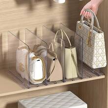 1/2PCS Multifunctional Detachable Transparent Acrylic Vertical Divider Storage Rack, Transparent Handbag Display Stand, Suitable For Closet Handbag, Crossbody Bag Storage, Hat Scarf Organization, Bedroom Vanity Makeup Organizer, Clothing Store Bag Display And Walk-In Closet Space-Saving Storage - Multicolor - View 9