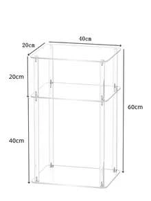 1 Set Mesa de almacenamiento pequeña de 2 niveles transparente de acrílico/Mesa de café pequeña - Blanco - Ver 6