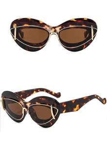 1pc Women's Vintage Personalized Fashion Metal Frame Glasses, Suitable For Daily, Outdoor, Driving, Travel, Runway, Party - Leopard - View 4