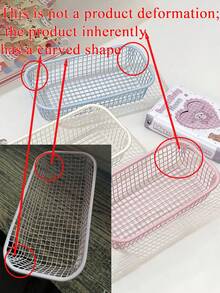 1/2/3/4pcs Decorative Storage Baskets, Smooth Edge Reinforced Metal Wire Mesh Organizer Rack, Suitable For Teachers And Artists' Desk Storage Boxes, Can Be Used To Organize Painting Tools, Toiletries And Daily Sundries, Suitable For Office, Bedroom Or Home Storage, Desk Organizer Travel Season - Multicolor - View 12