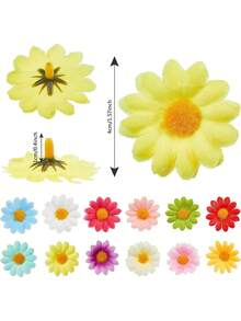 100入布製雛菊花頭 人造花 4cm 手作雛菊花頭 復活節帽子、婚禮派對裝飾用（混色） - 彩色 - 查看 3