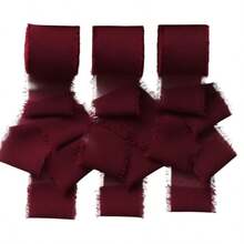 3rolls One Pack,15yard White Chiffon Ribbon, Fringe Fabric Ribbon, Handmade Wedding Bouquets Material, Gift Packaging Materials, Cake Decor Ribbon, Clothing Decor, Wedding Decor, Party Decor, Gift Decor, Bow Decor - Wine Red - View 7