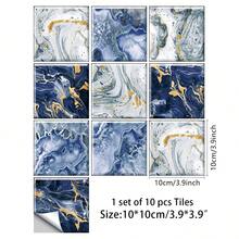 10pcs Vintage Marble Pattern Floor Stickers, Self-Adhesive PVC Tile Stickers, Suitable For Kitchen Living Room Bathroom Wall Floor Table Cabinet And Other Home Decor DIY - 10Pcs - View 10