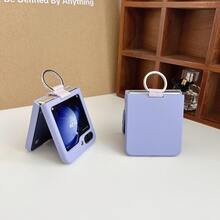 奢華極簡純紫色手機殼，適用於 Galaxy Z Flip 5 6 Z Flip6 ZFlip 5 Zflip6 Zflip7，防震後蓋保護殼 - 紫丁香色 - 查看 7