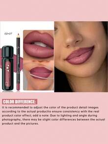 Pudaier 2pcs Waterproof Lip Liner Set, Natural Long-Lasting Makeup, Suitable For All Skin Tones, Available In Pink, Purple And Red Colors - 02+07 - View 5