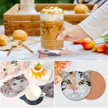 Little Cat 8pcs DIY Diamond Painting Coaster Set, Round High-Gloss Rhinestone Surface, Firm Adhesion With Complete Tool Set, Easy For Beginners, Stress-Relieving Handmade Craft, New Year Spring Festival Valentine's Day Christmas Teacher's Day Holiday Gift, Home Dining Table Coffee Table Heat-Insulating Decorative Coasters, Gift For Family Friends Besties Teachers - Multicolor - View 7