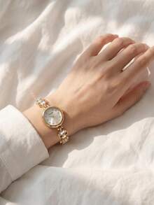 1件女款藝術百搭時尚石英機芯腕錶，適合日常配戴 - 銀色 - 查看 5