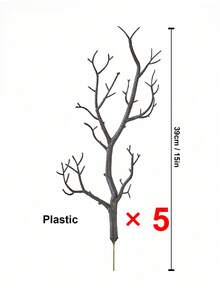 1件/5件裝黑色塑膠仿真鹿角枝條，小型裝飾植物小枝，適用於婚禮桌面佈置、派對用品、情人節、禮物、生日、畢業典禮、居家裝飾、返校房間佈置、學校用品、聖誕裝飾等 - 黑色 - 查看 6