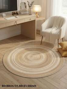1pc Summer New Arrival, Natural Wood Style Beige Brown Gradient Round Rug, Water-Absorbent Soft Skin-Friendly Carpet, Summer Hot-Selling Decorative Mat, Decorative Rug, Bedroom Decor, Small Rug, Carpet, Home Decor, Living Room Rug, Living Room Small Rug, Bedroom Rug, Living Room Home Decor, Outdoor Rug, Washable Carpet - Multicolor - View 5