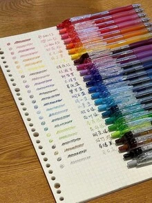 1/2/4/5/6/24支裝多色凝膠筆，經典色書寫筆，繪圖與標記彩色鉛筆，簽名筆，素描與日記筆，辦公與學生筆，適用於辦公室、會議、學習筆記、螢光標記、開學文具 - A - 查看 1