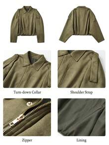 Women's Faux Suede Fashion Elegant Jacket, All-Season Lapel Front Button Flight Short Coat Fall - Green New - View 6