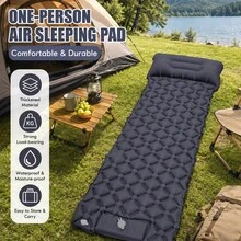 1pc Outdoor Inflatable Sleeping Pad, Camping, Hiking, Picnic Essential Lightweight Portable Foldable Moisture-Proof Mat Outdoor Gear Summer Travel Must-Have, Foot-Pumped Extra Wide Extra Thick Inflatable Mattress - Multicolor - View 10