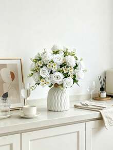 1pc Artificial Rose Flower, Suitable For Home, Wedding, Party Decoration, Table Centerpiece, Valentine's Day, Birthday Gift, Graduation Ceremony And Other Occasions - White - View 7