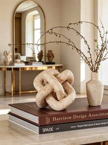 Bright Gold Resin Knot Decor, Modern Minimalist Abstract Chain Sculpture, Suitable For Coffee Table, Bookshelf And Entryway, Living Room Aesthetic Luxury Home Decor, Ideal For Home Arrangement And Photography Props - A - View 1