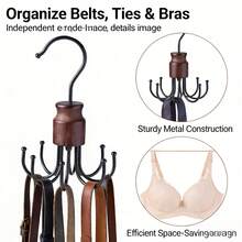 1pc Rotating Wooden & Metal Storage Rack - Multi-Functional Wardrobe Organizer For Belts, Bras, Tank Tops, Ties And Scarves, Space-Saving Design, Suitable For Fashion Wardrobe Organization (Travel Essential, Towel Clip, Beach Towel Clip, Multi-Functional Travel Storage & Drying Rack) - Multicolor - View 14