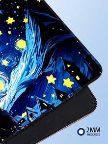 Alas Mouse Gaming Kucing Hitam Berbintang, Alas Meja Estetik Terinspirasi Van Gogh, Alas Karet Anti Selip & Tepi Berjahit, Produk Baru - View 6