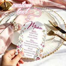 Arched Personalized Wedding Menu Card, Customized Wedding Dinner Menu, Elegant Minimalist Floral Design, Wedding Table Decor, Customizable Event Menu Card, Suitable For Weddings And Pre-Wedding Parties, Minimalist Wedding Table Decor - Arched Menu - View 2