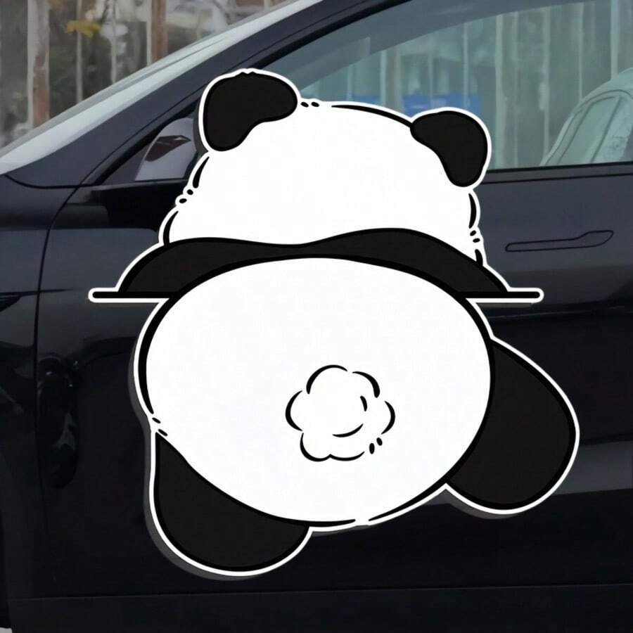 Calcomanías de vinilo planas 2D con patrón de panda lindo, impermeables y autoadhesivas para ventanas de automóviles - A - Ver 1