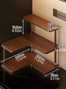 1pc Wooden Corner Storage Rack - Desktop Organizer, Suitable For Home, Bedroom, Kitchen, Office Supplies, Jewelry, Cosmetics, Bookshelf, File Cabinet, Spices And Tableware - Multicolor - View 6