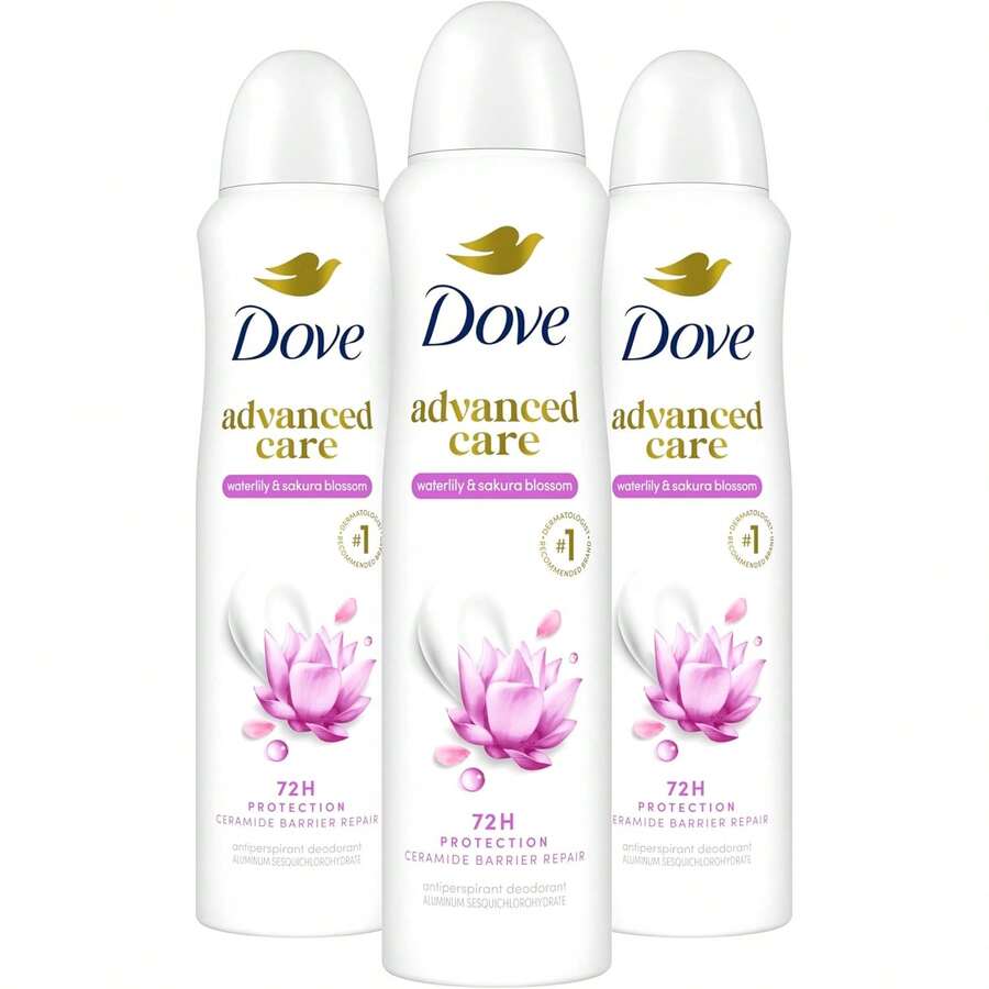 Dove Advanced Care Antiperspirant Deodorant Spray Waterlily & Sakura Blossom 3 Count Moisturizing For After-Shaving Care 72-Hour That Boost Skin's Ceramide Levels For Soft Underarms 3.8 Oz Variant 1 - 沒有任何 - 查看 1