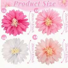 A 20-Centimeter Handmade Daisy Paper Flower Ball Party Backdrop Decoration Set, Composed Of Pink, Rose-Pink, Peach And White Mixed Paper Balls. Suitable For Wedding Backdrops, Birthday Party Center Decorations And Seasonal Flower Decorations. - Multicolor - View 12
