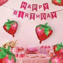 6pcs Cute Red Strawberry Foil Balloons Set For Strawberry Theme Kids Birthday Party Decoration - View 4