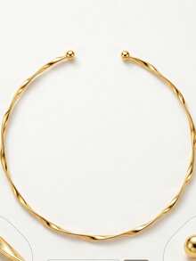1pc New Creative Minimalist Autumn/Winter Fashion Line Spiral Choker Necklace, Elegant - Yellow Gold - View 4