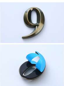 1pc 3D House ABS Digital Letter Classical Retro Copper Geometric Shape Self-Adhesive No-Drill Sunproof Waterproof Number Sign Suitable For American Villa Entrance - House Number - View 3