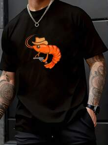 de mezclilla para hombre con estampado de camarones, hecha de tela suave, transpirable y elegante, perfecta para salir y asistir a fiestas, y es un excelente regalo para familiares y amigos. - Negro - Ver 3