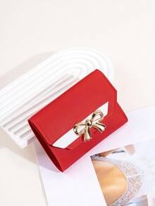 1pc Girls Colorful Printed Short Wallet, Coin Purse, Card Holder, Suitable For Daily Use, Party, Mother's Day Gift Choice - Red - View 4