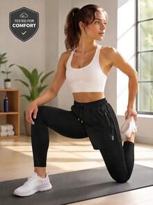 1pc Women's 2-In-1 Long Pants, Sports Outdoor Fitness Running, Workout, Running Training 2-In-1 Shorts Inner Long Pants Black - Black - View 5