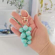 1PC New Creative Grape Bead Pendant Acrylic Crystal Faux Fruit Heart Spring Ring Keychain Pendant Toy & Game/Hobby, Collection, Party Supplies/Teen Creative Toy/Teen Stress Relief Toy - Multicolor - View 6