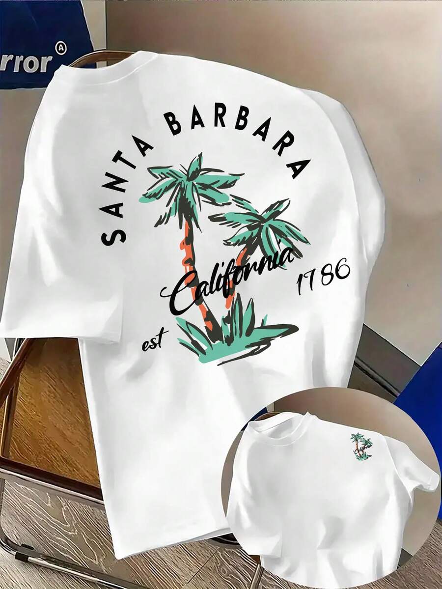 Camiseta de moda para hombre con estampado creativo de árbol de - impresión a doble cara, material cómodo - top ligero de estilo casual para verano, lavable aáquina - adecuada para - Blanco - Ver 1