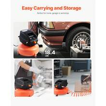 3 Gallon Air Compressor, 1/3HP 0.54CFM @ 90PSI Portable Pancake Air Compressor & 100PSI Max Working Pressure, Oil-Free Compressor Tank For Tire Inflation, Spray Painting, Woodwork Nailing, 120V - Orange - View 5