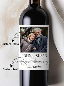 Pegatinas personalizadas para botellas de vino con foto, etiquetas personalizadas, pegatinas cuadradas, regalo romántico ideal para cumpleaños, Día del Maestro, Día de San Valentín, Día de la Madre, Día del Padre, fiesta o aniversario, regalo para parejas, mejor regalo para familia, novia, novio, dama de honor, colega, amigo, set DIY - Multicolor - Ver 6
