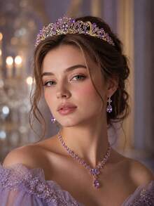 KOVLYNE 1Pc Gold Filigree Rhinestone Bridal Tiara - Curved Crystal Half Crown Headband, Styling Supplies For Wedding, Prom & Formal Party ﻿ - Multicolor - View 10