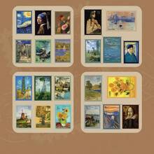 4pcs Vintage Postage Stamp Series Sticker Pack, Artistic Decorative Stickers For Scrapbooking, Planner, Journaling, DIY Arts And Crafts - 4 Sheets - View 14