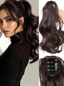 12 Inch Synthetic Ponytail Hairpiece For Women, Medium Length Short Curly Big Wave Wavy Hair Band Style, Halloween - Multicolor - View 18
