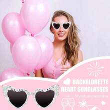 1pc BRIDE Letter Rhinestone & Pearl Heart Shaped Fashion Party Eyeglasses For Men And Women Single Party - View 6