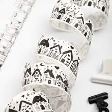 1 Rolle 2m Schwarz & Weiß minimalistisches Lebensmotto Washi Tape, kreative ästhetische Aufkleber, DIY Dekorations-Collage-Bastelmaterialien, Feiertagsgeschenk, personalisierte Sammelalbum-Schulmaterialien, Schulbedarf - W.P. - Übersicht 6