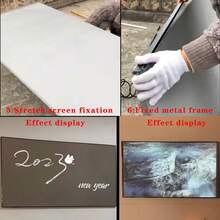 GAINVANE 60/72/100/120/130英吋投影幕布，可攜式 16:9 4K 反射布料投影灰色幕布，適用於 1LCD 系列電影影片家用投影機，無需鑽孔即可輕鬆安裝 DIY 畫框幕布/布料 - 查看 7