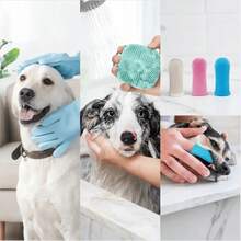 Cepillo de dientes de silicona suave para mascotas, estilo aleatorio, adecuado para limpiar los dientes de gatos y perros - Azul - Ver 5